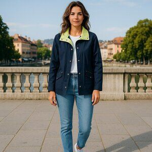 Mackintosh New England Womens Small Blue Snap Front Coat Jacket Size S